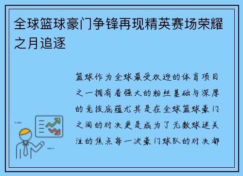 全球篮球豪门争锋再现精英赛场荣耀之月追逐